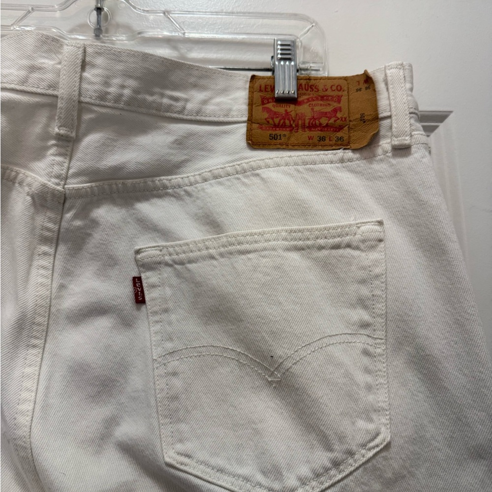 Levis 501 Original Fit 100% Cotton Jeans White - Picture 10 of 11